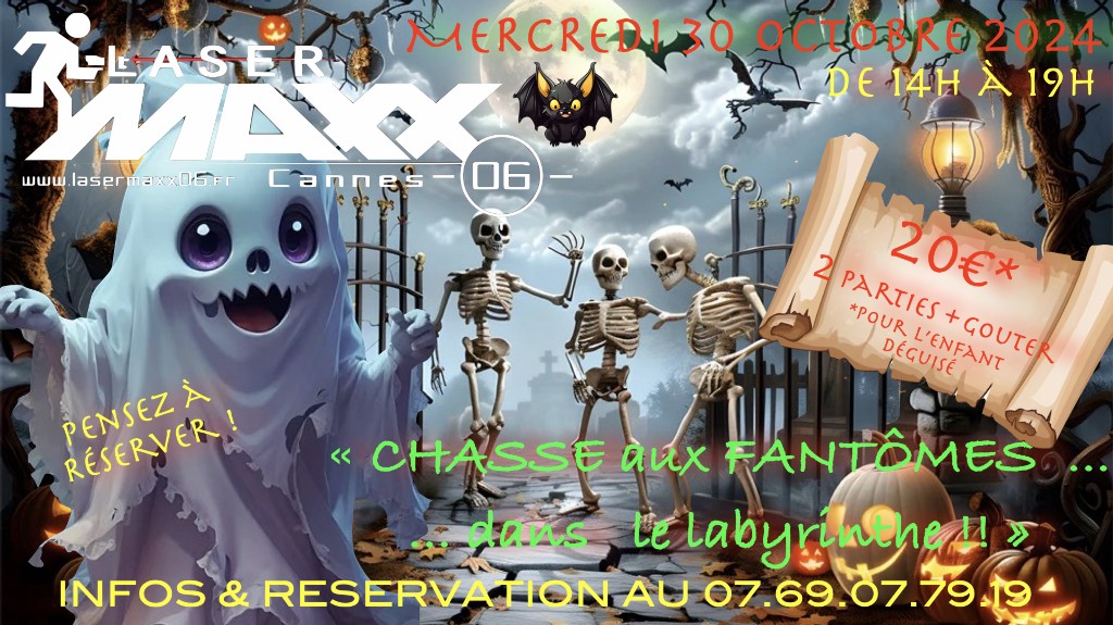 HALLOWEEN : GRANDE CHASSE AUX FANTOMES DANS VOTRE LASERMAXX06 pour les enfants le MERCREDI 30 OCTOBRE 2024